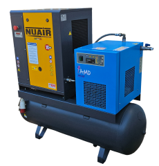ضاغط هواء كهربائي لولبي دوار صناعي صامت 400 فولت + مجفف