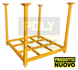 Bancali o pallet in ferro accatastabili con montanti 