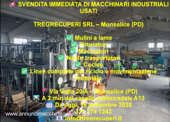 SVENDITA DI MACCHINARI PER IL RICICLAGGIO 