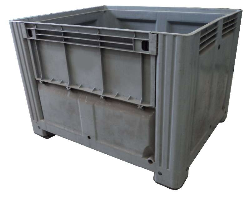 Used plastic bins with opening door